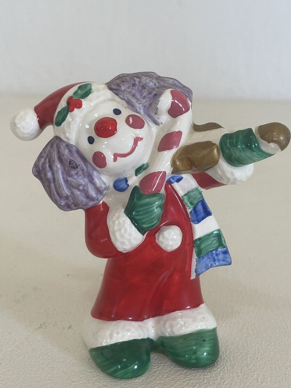 VTG Napco Napcoware Santa Clown Playing Violin Candy cane #798